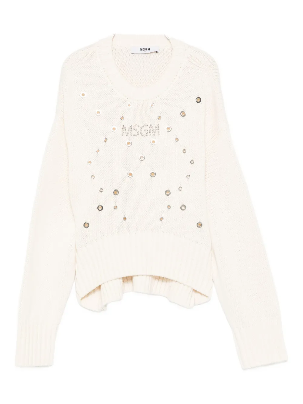 Msgm Eyelet-embellished Jumper In White