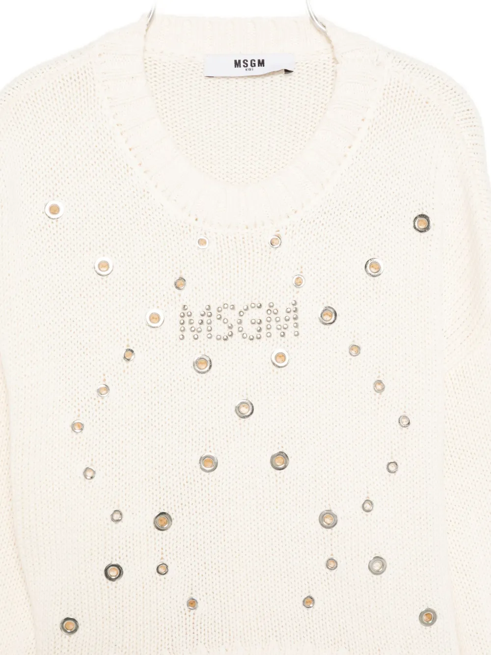 Msgm Eyelet-embellished Jumper In White