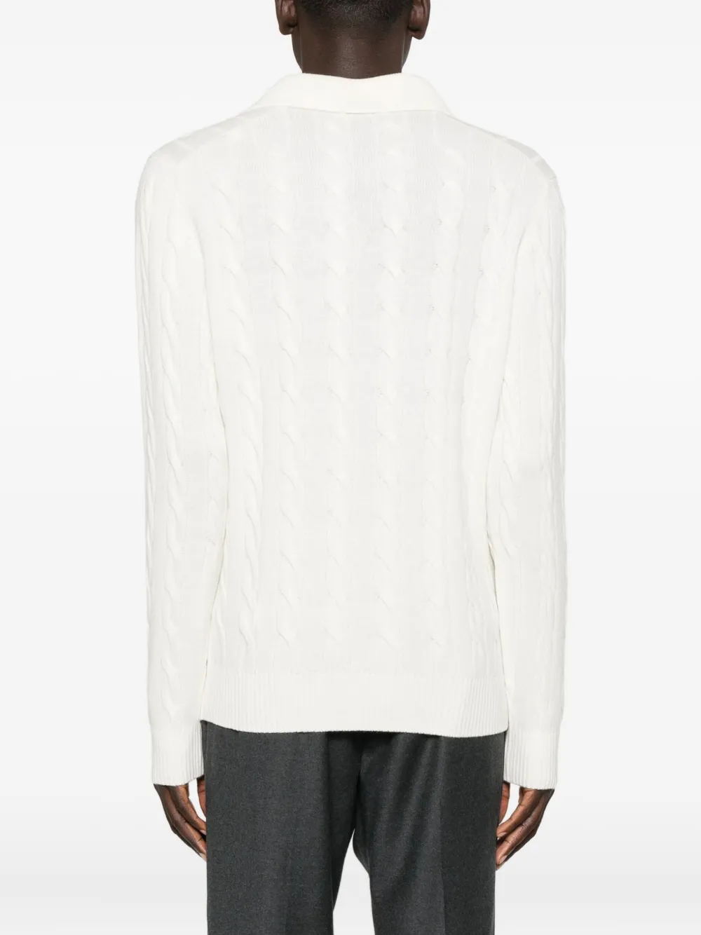 Gran Sasso Cable-knit Logo Sweater In White