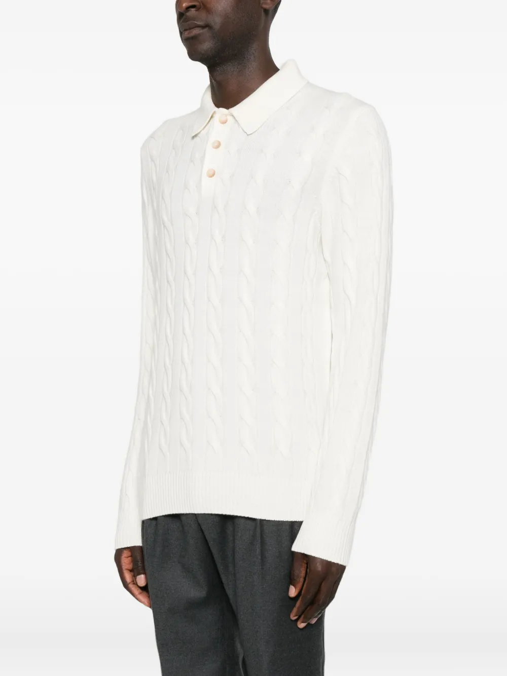 Gran Sasso Cable-knit Logo Sweater In White