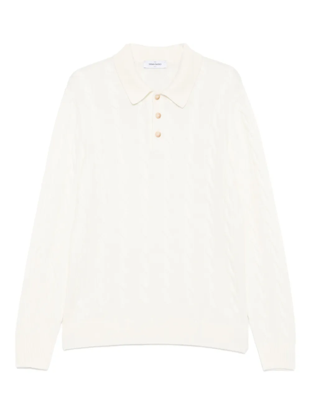 Gran Sasso pull en maille torsadée à logo | blanc | Image 1