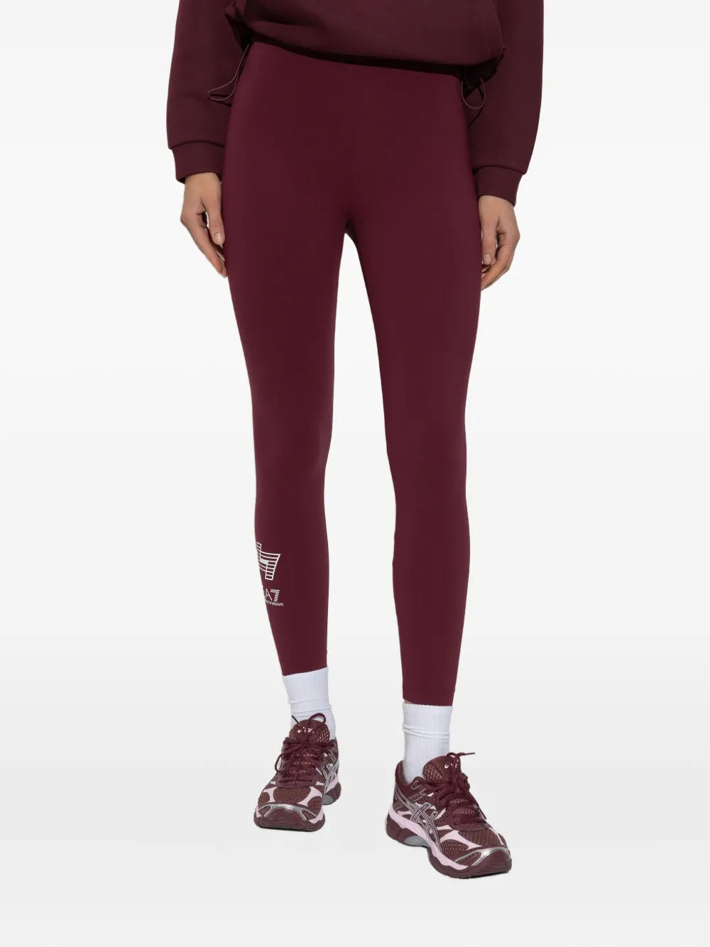Ea7 Logo-print Leggings In Red
