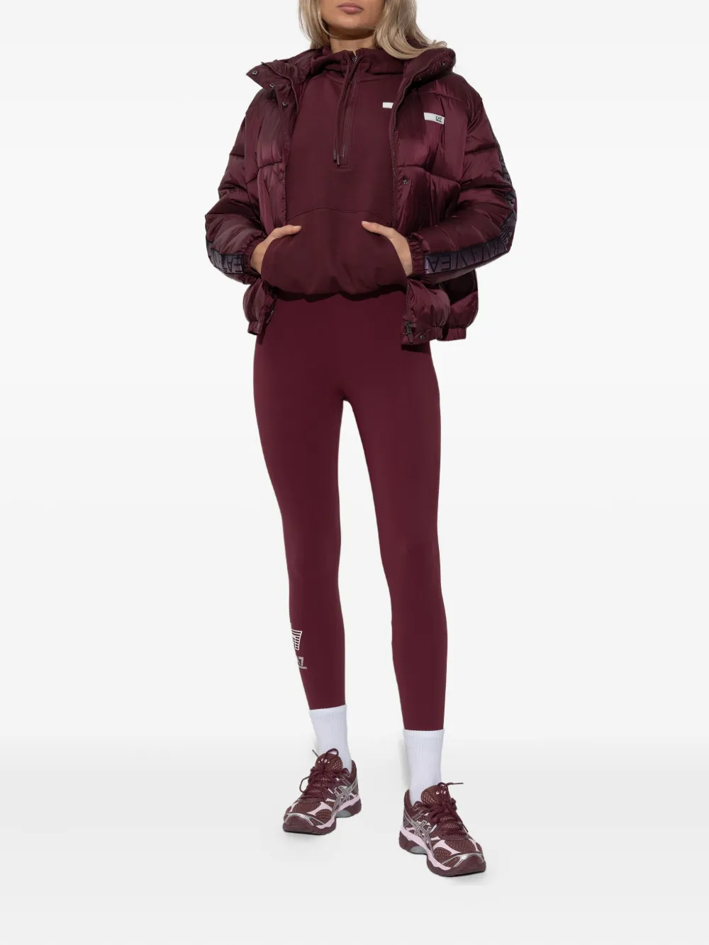 Ea7 Logo-print Leggings In Red