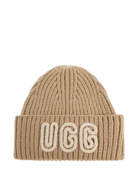 UGG ribbed logo beanie hat