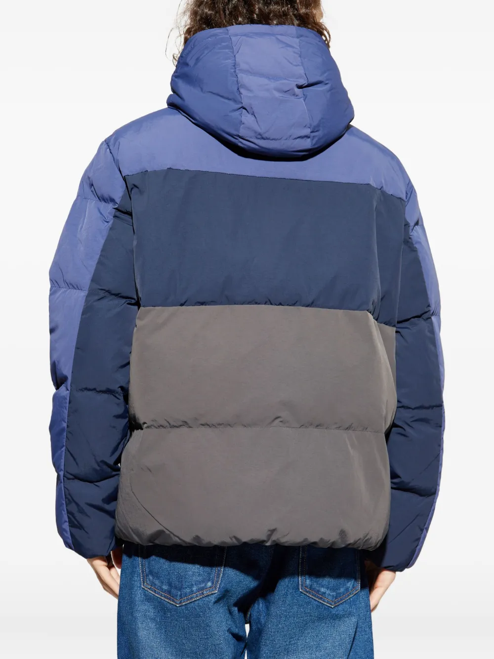 Ea7 Hooded Colour-block Jacket In Blue