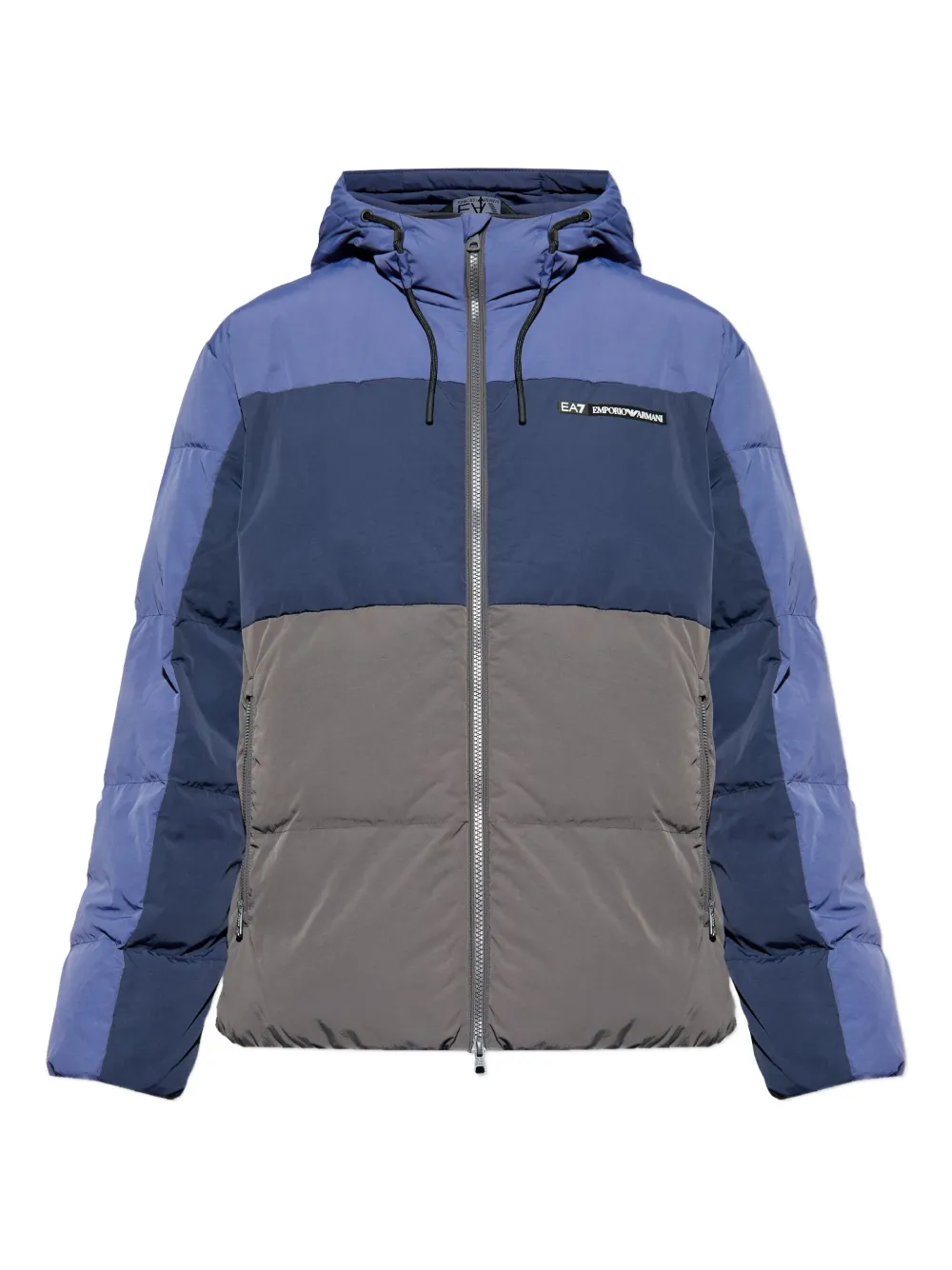 Ea7 Hooded Colour-block Jacket In Blue
