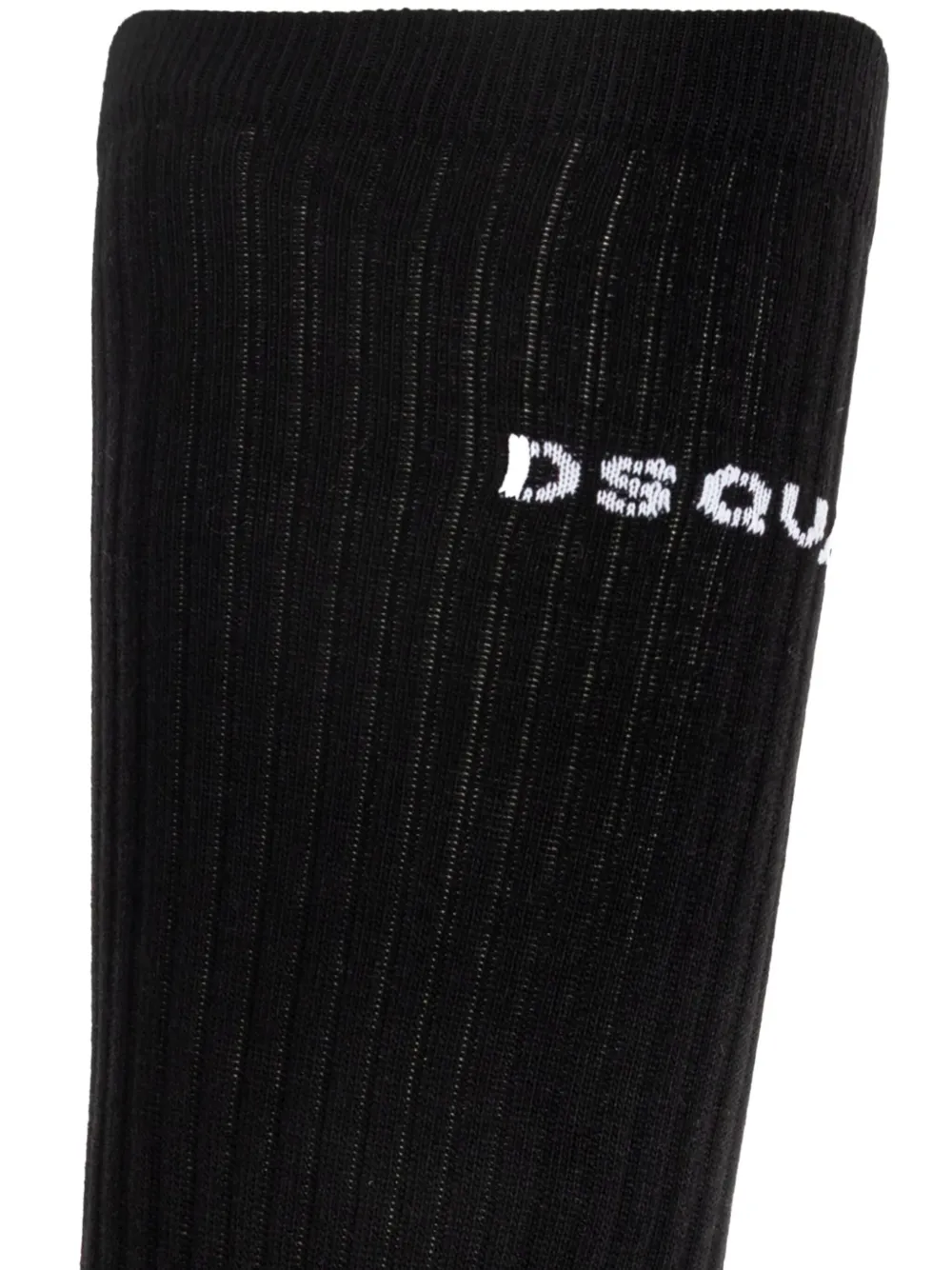Dsquared2 Logo-knit Ribbed Socks In Black