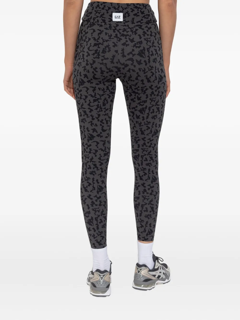 Ea7 Train Sporty Camouflage-pattern Leggings In Animal Print