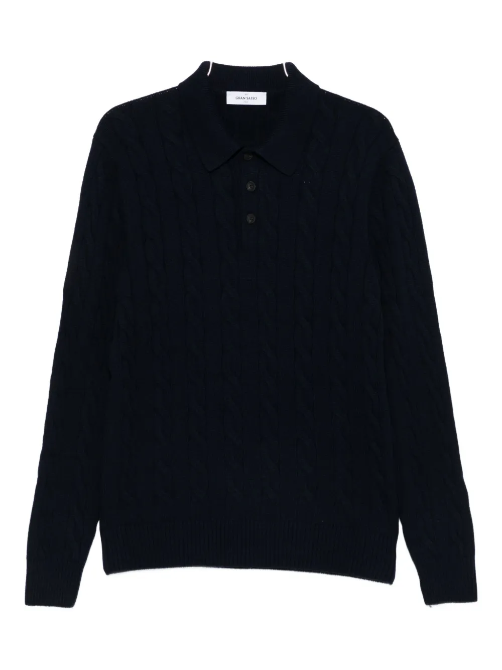 Gran Sasso cable-knit polo sweater | Blue | Image 1