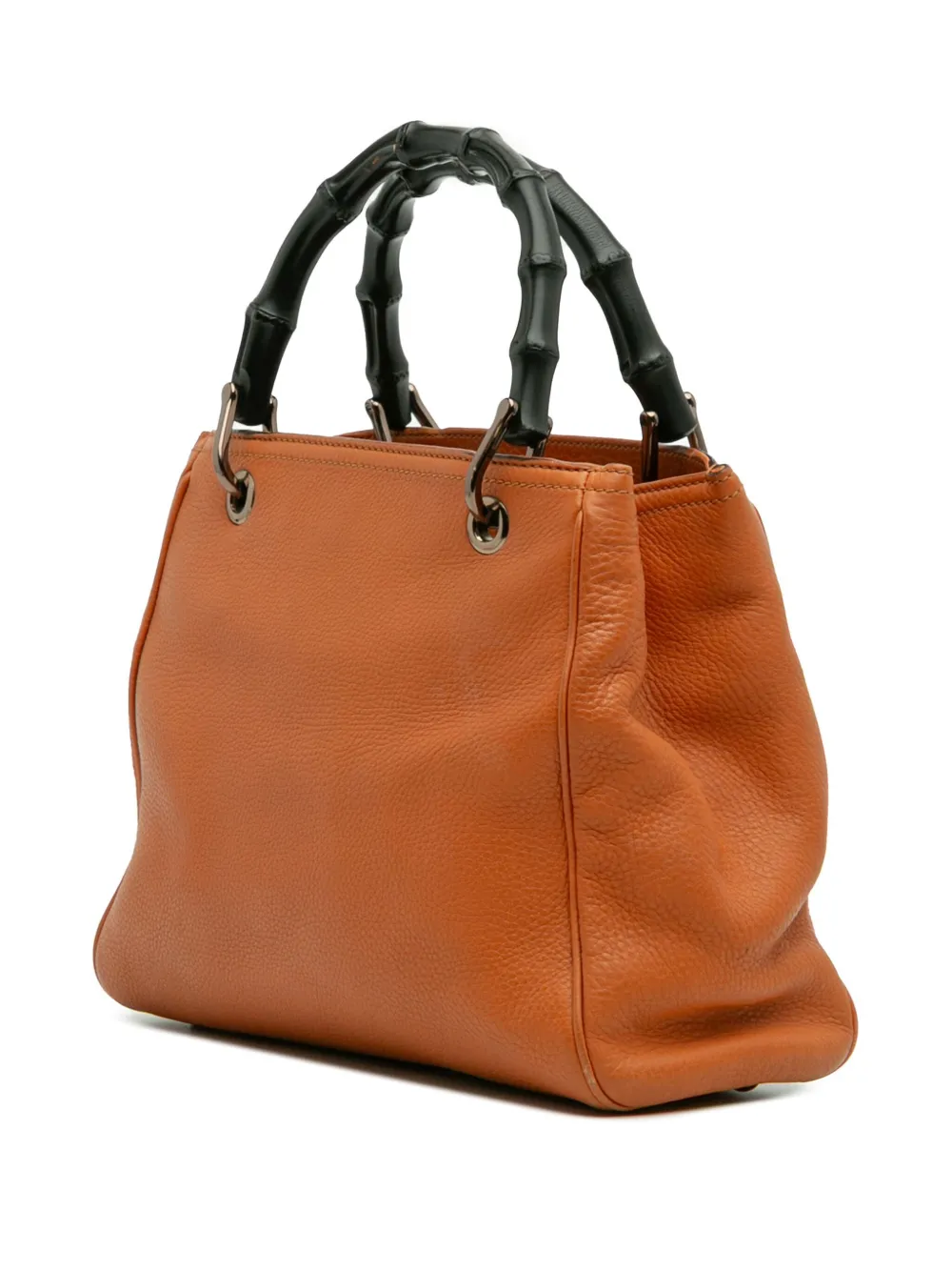 Pre-owned Gucci 2016-2025 Small Calfskin Bamboo Shopper Satchel In Orange