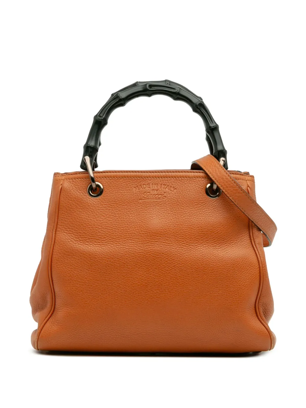 Pre-owned Gucci 2016-2025 Small Calfskin Bamboo Shopper Satchel In Orange