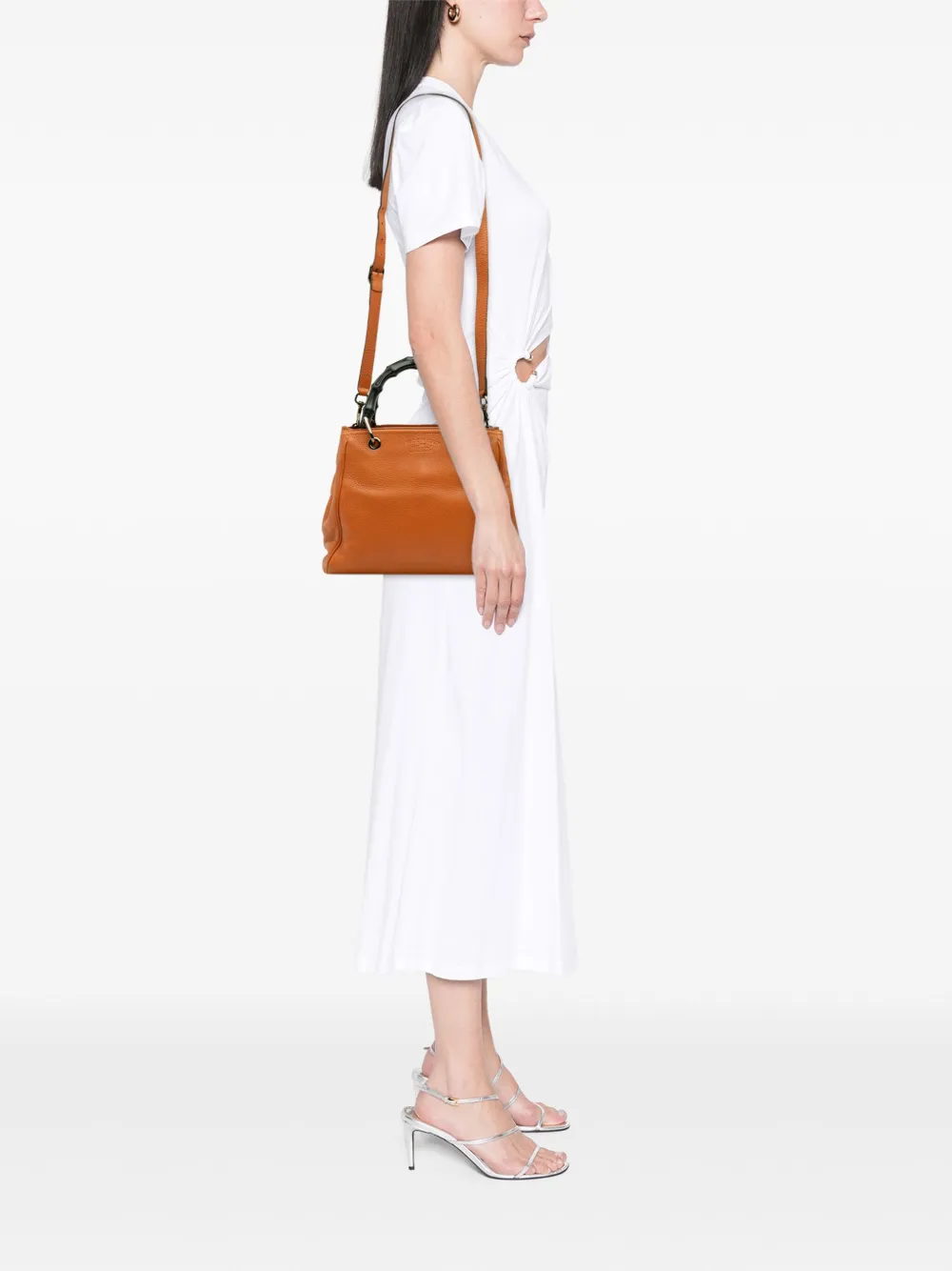Pre-owned Gucci 2016-2025 Small Calfskin Bamboo Shopper Satchel In Orange