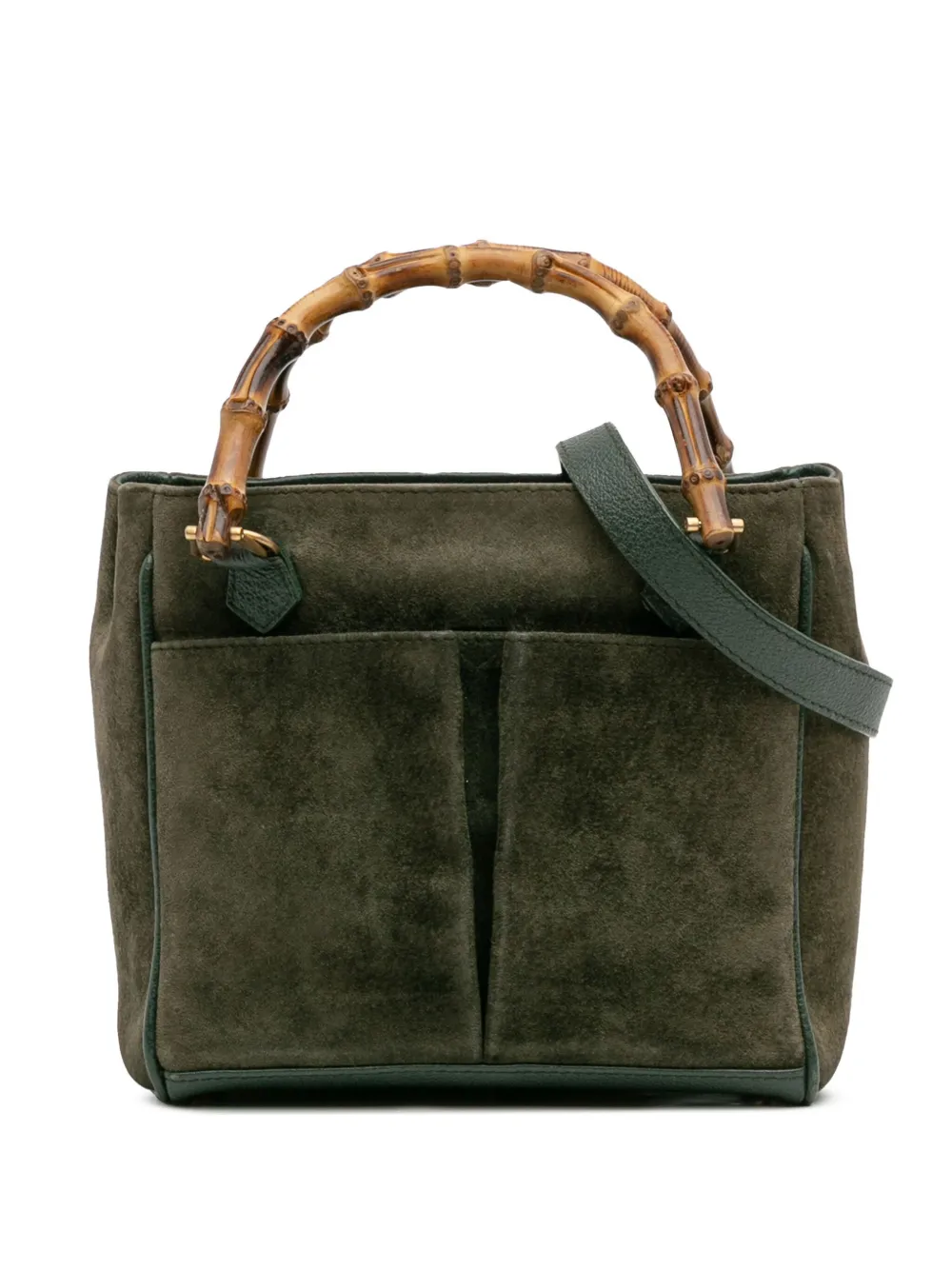 Gucci Pre-Owned bolsa satchel de gamuza y bambú del siglo XX | verde | Image 1