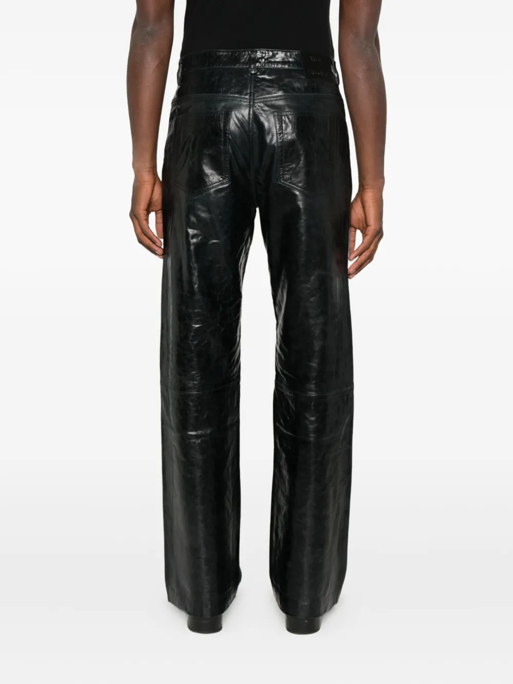 Won Hundred Genoa leren broek Zwart