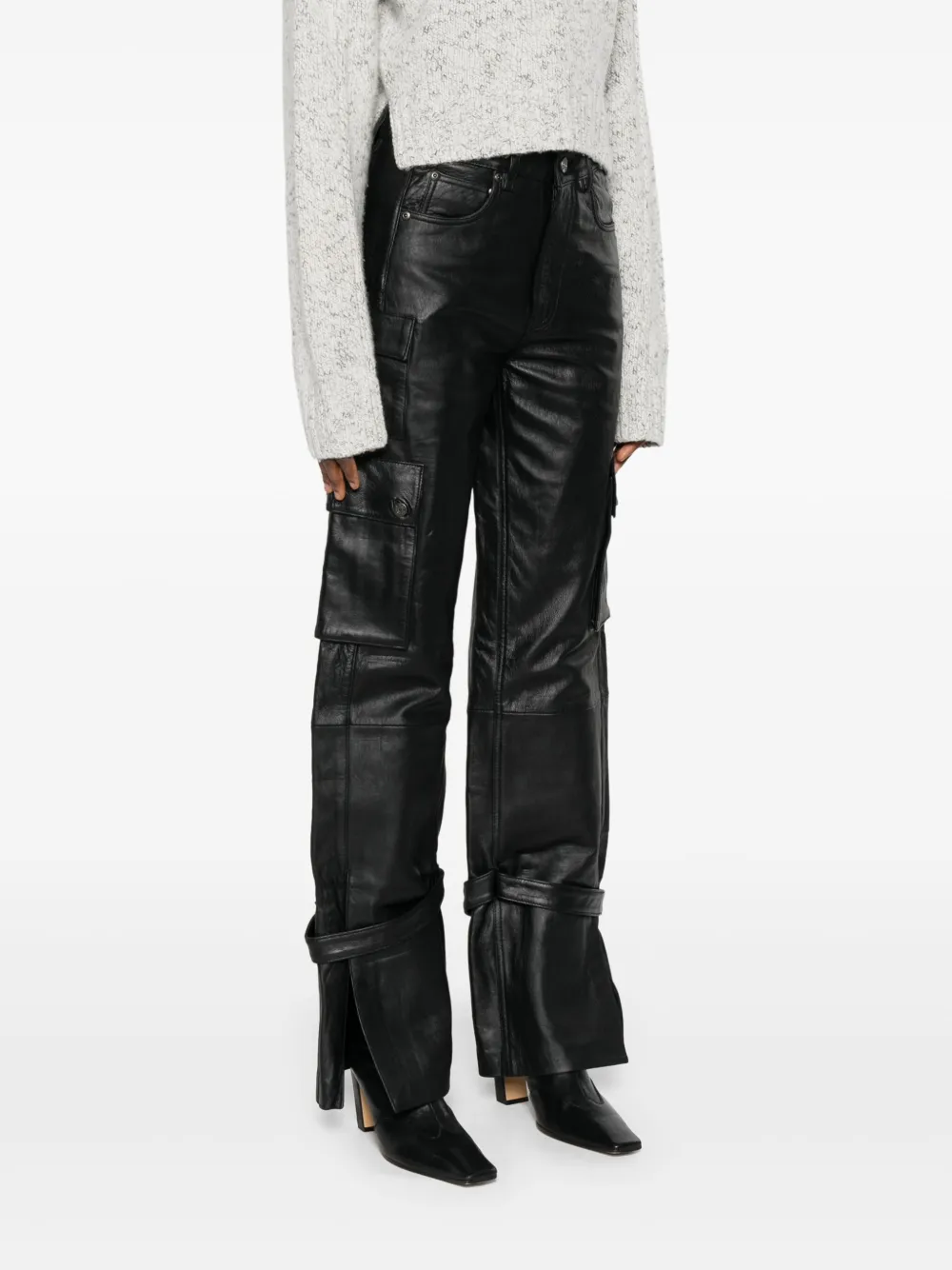 Won Hundred Marie leren cargo broek Zwart