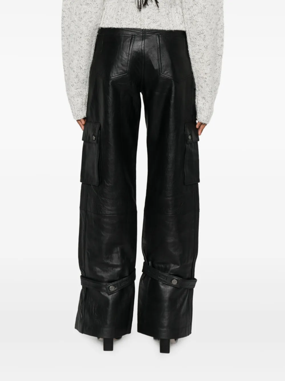 Won Hundred Marie leren cargo broek Zwart