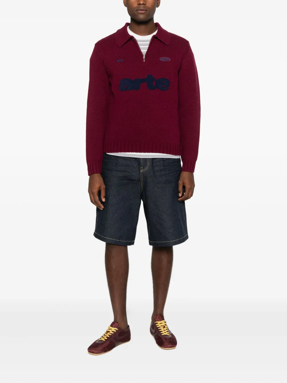 Arte Antwerp logo-appliqué polo sweater - Rood