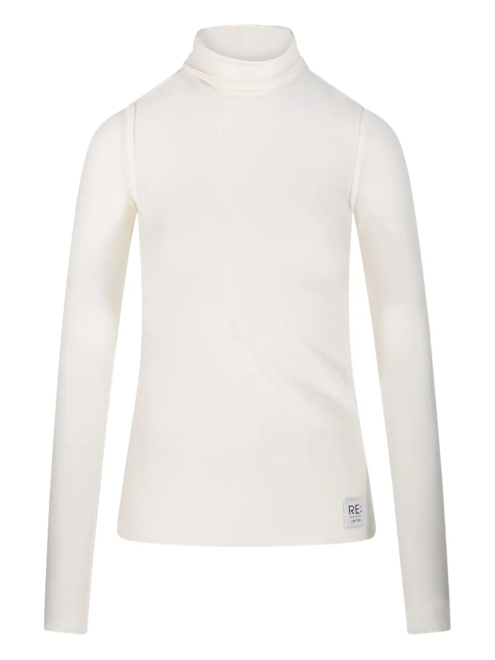 Re Code High-neck Long-sleeved Top In White