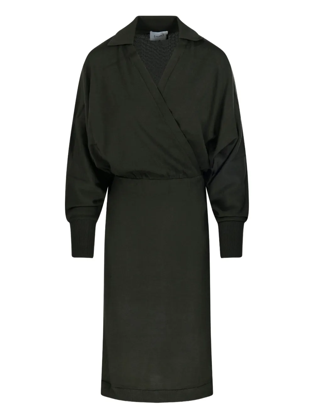 Nude wrap-neck ribbed dress - グリーン Nude wrap-neck ribbed dress - グリーン