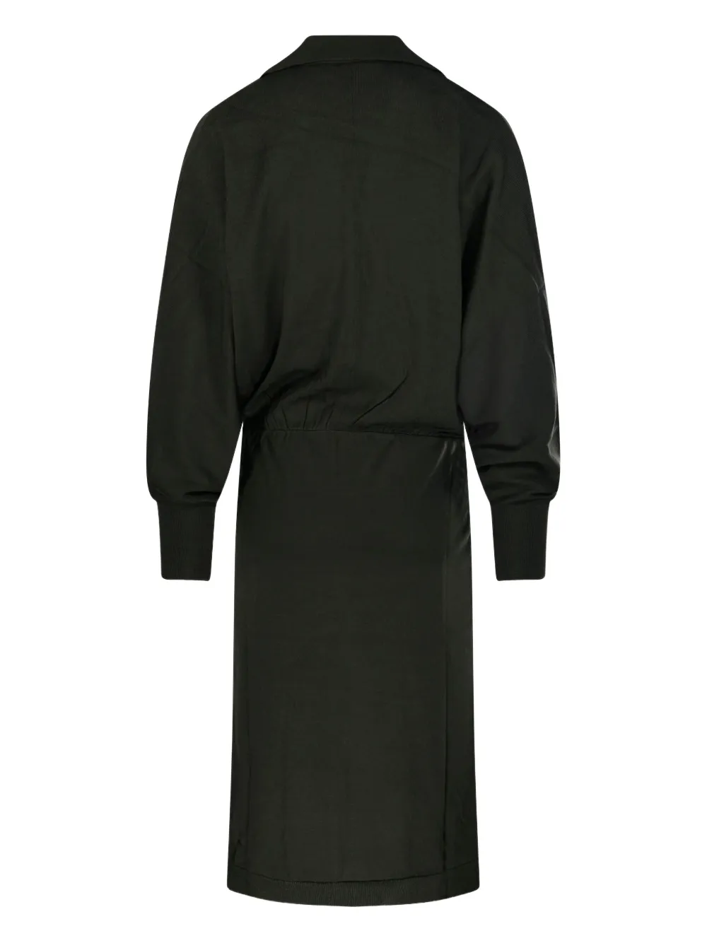 Nude wrap-neck ribbed dress - Groen