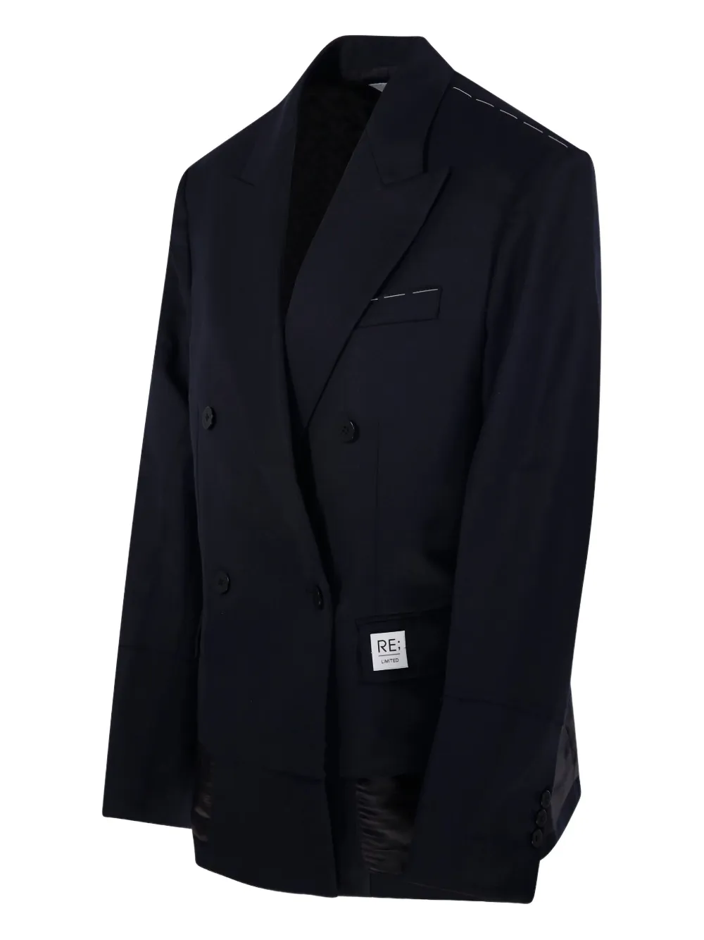 Re Code Double-breasted Blazer In Blue