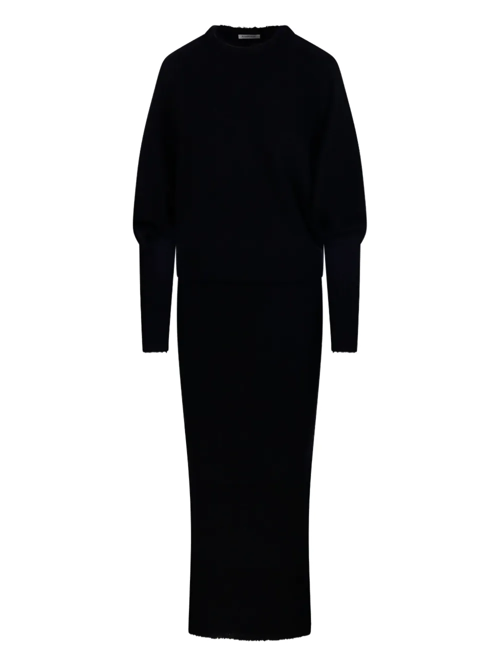 By Malene Birger balloon-sleeve ribbed-knit midi dress - ブラック By Malene Birger balloon-sleeve ribbed-knit midi dress - ブラック