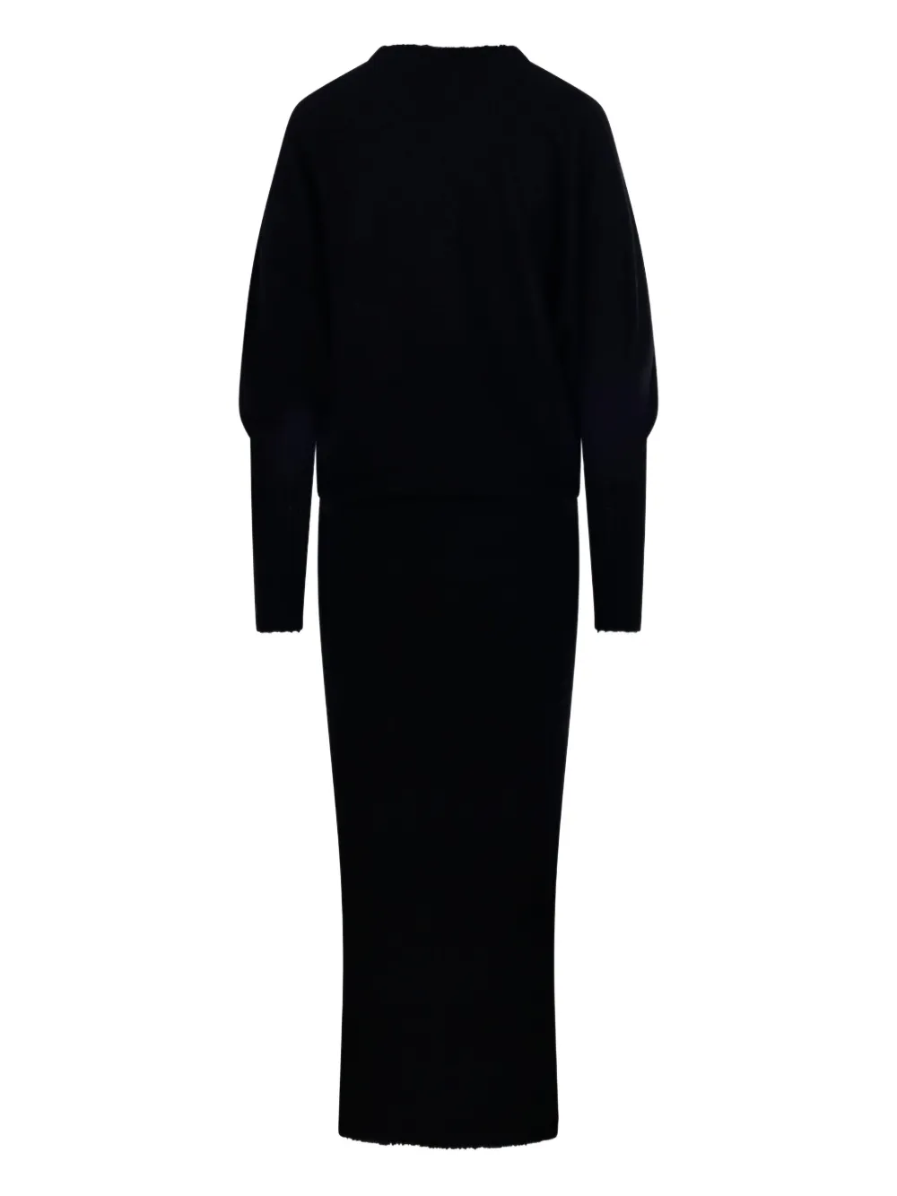 By Malene Birger balloon-sleeve ribbed-knit midi dress - Zwart