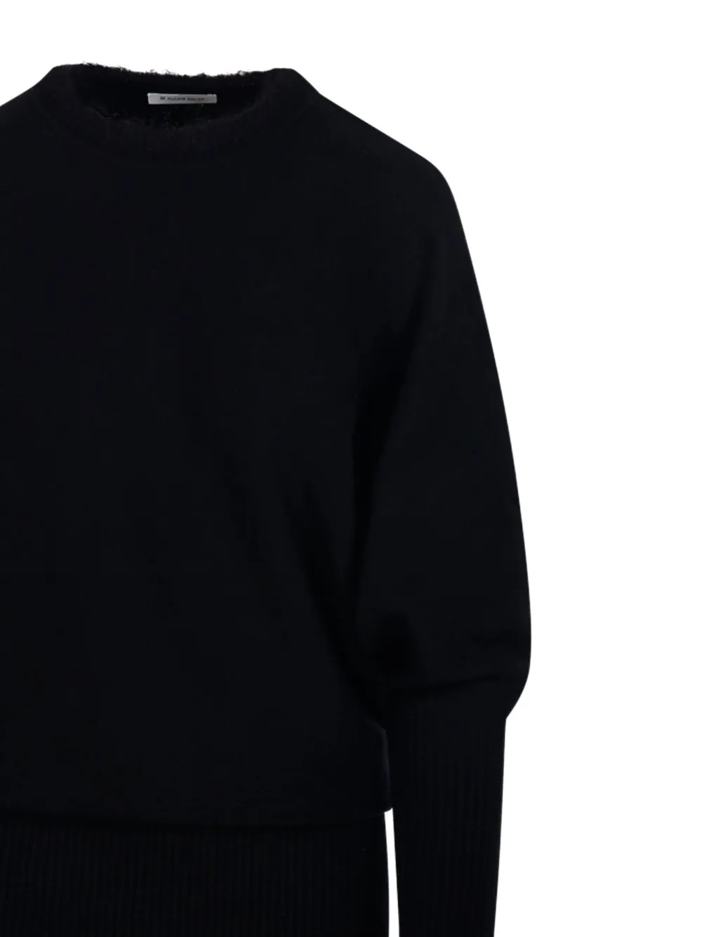 By Malene Birger Ribgebreide midi-jurk met ballonmouwen Zwart