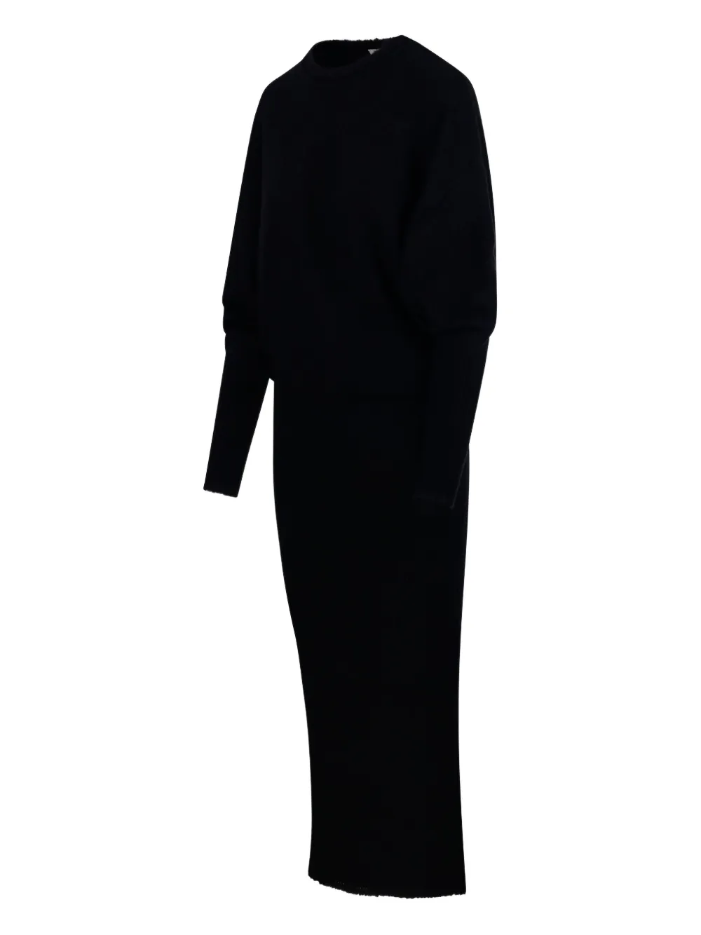 By Malene Birger Ribgebreide midi-jurk met ballonmouwen Zwart