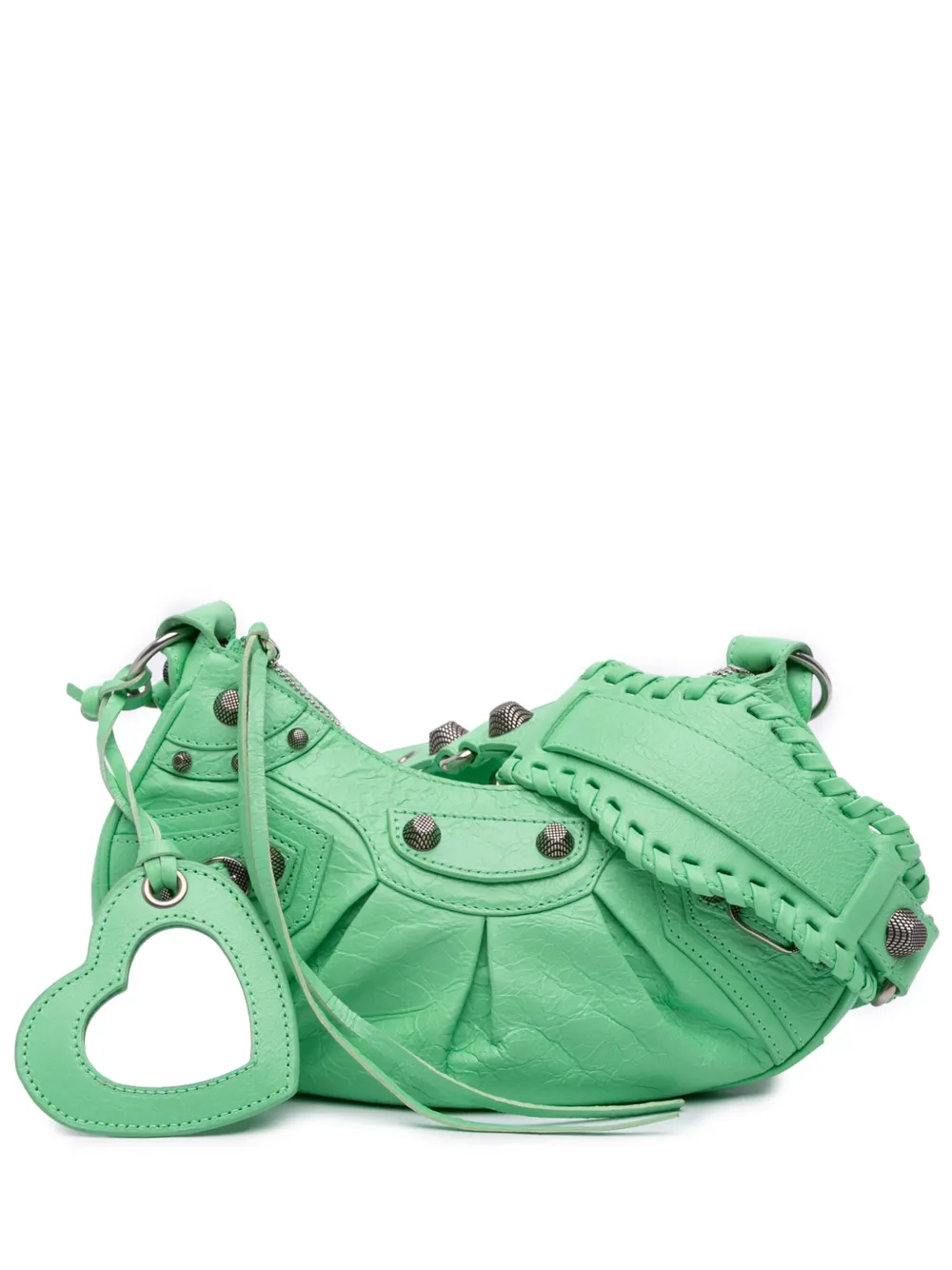 Pre-owned Balenciaga 2011 Lambskin Motocross Le Cagole Xs Crossbody Bag In Green