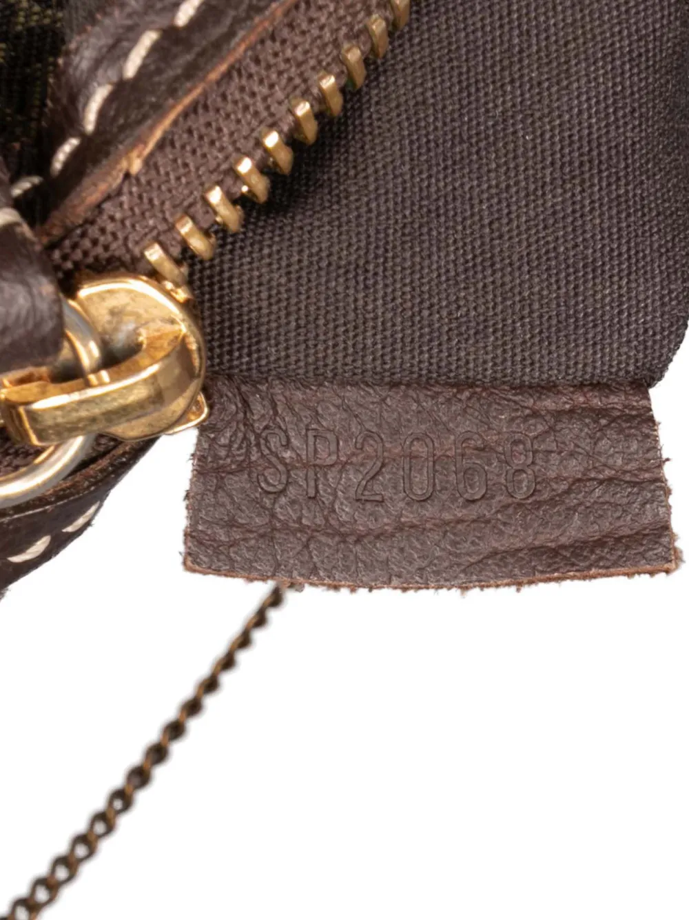 Pre-owned Louis Vuitton 2008 Monogram Mini Lin Mini Pochette Accessoires Handbag In Brown