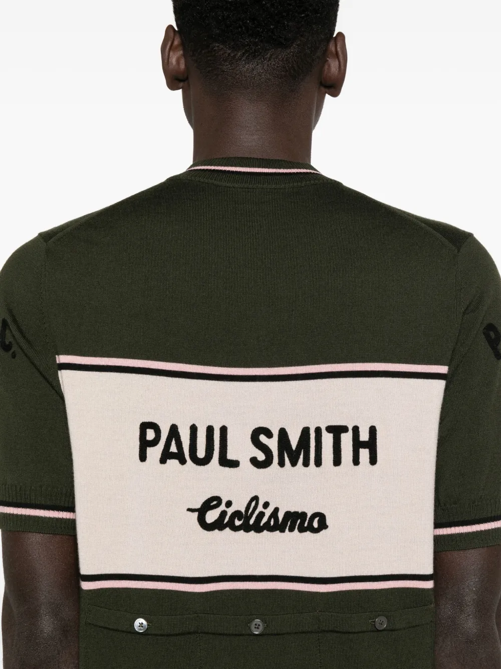 Paul Smith Gestreepte trui met halve rits Groen