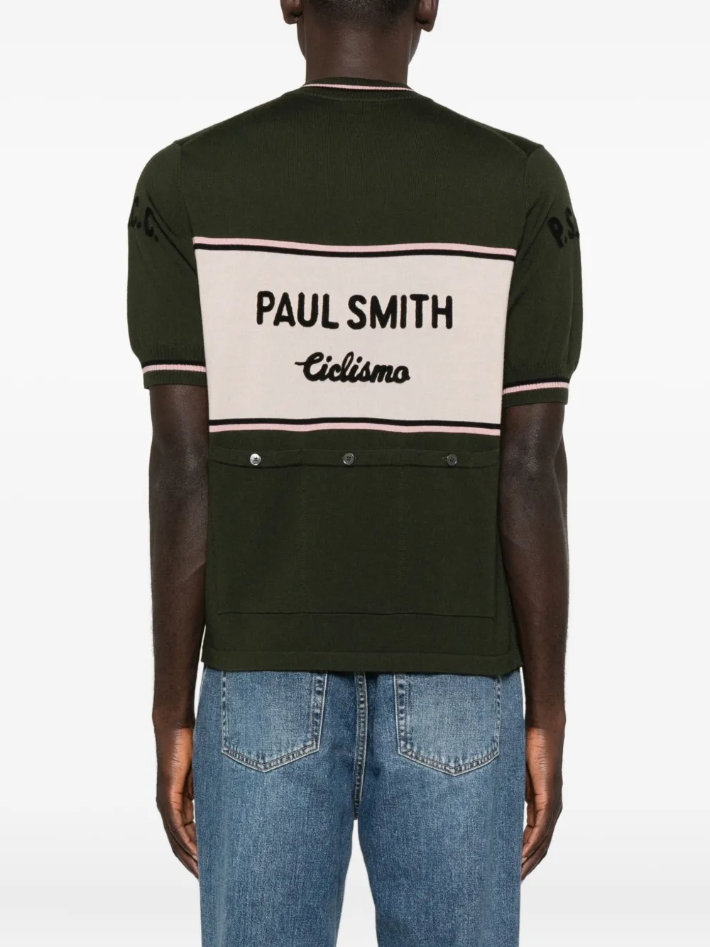 Paul Smith Gestreepte trui met halve rits Groen