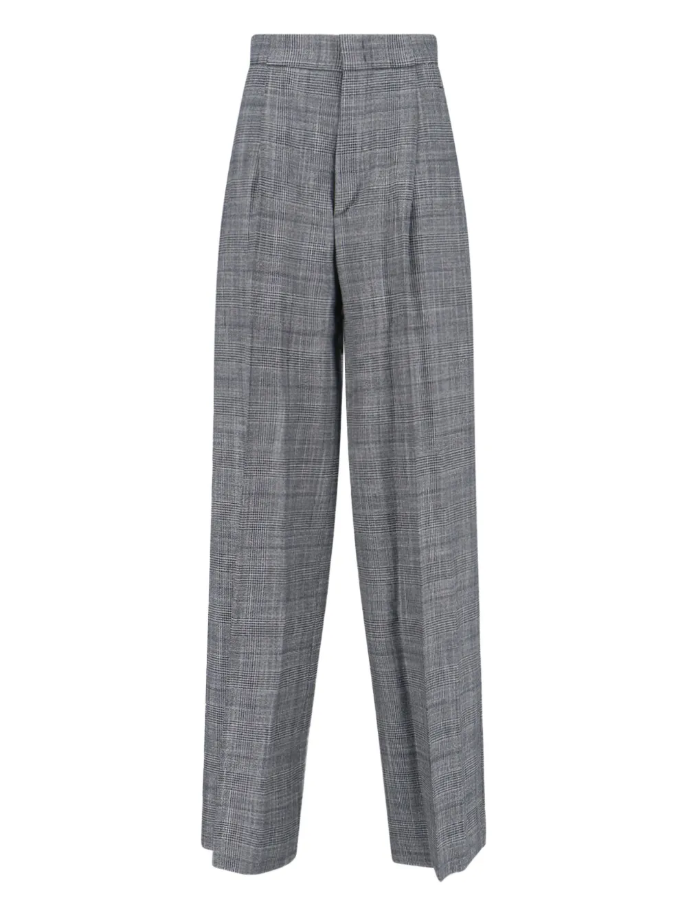 Sa Su Phi Tailored Grey Plaid Trousers With High Waist In Gray