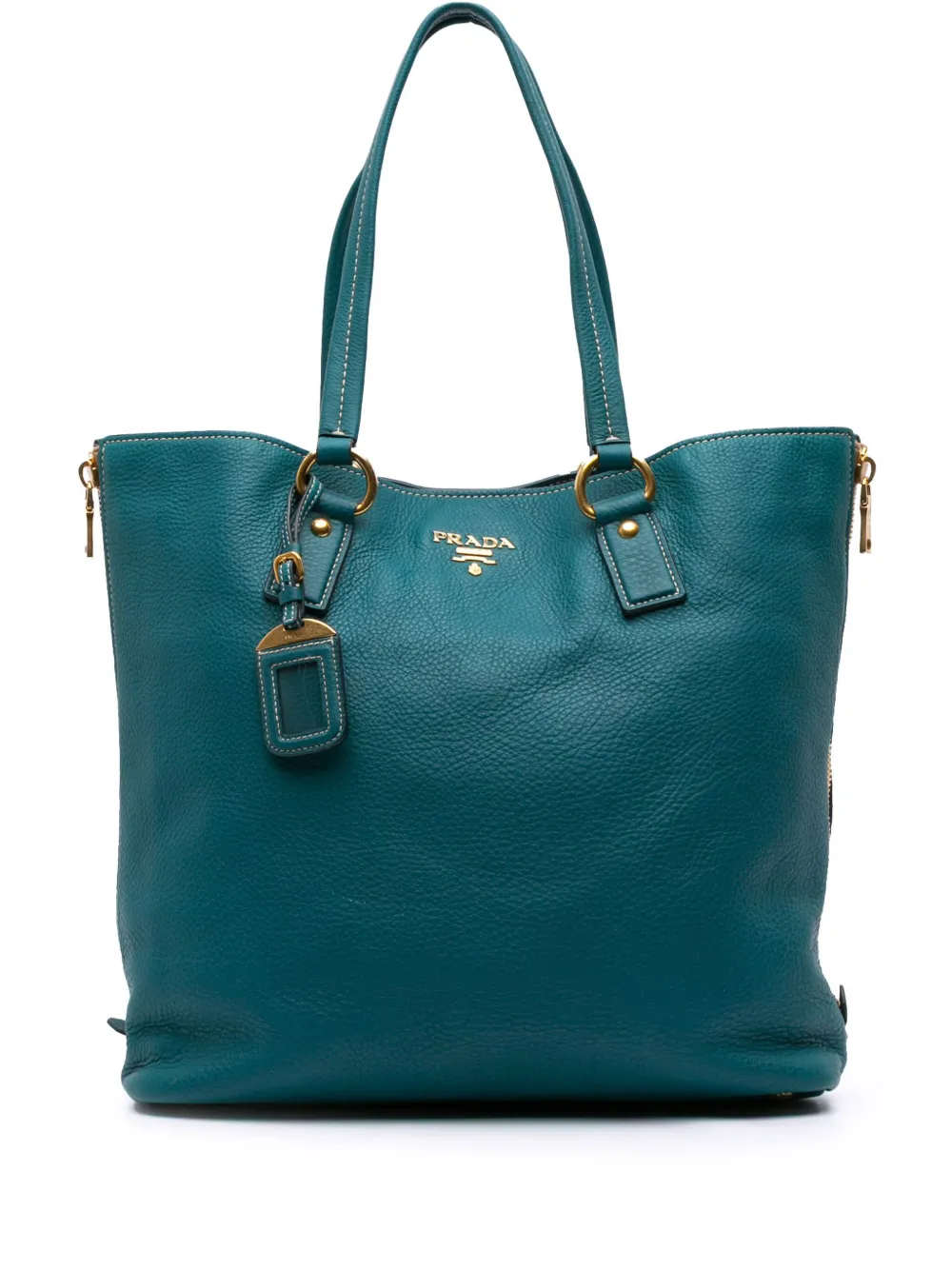 Prada Pre-Owned 2000-2025 ヴィッテロダイノ サイドジップ ハンドバッグ - ブルー Prada Pre-Owned 2000-2025 ヴィッテロダイノ サイドジップ ハンドバッグ - ブルー