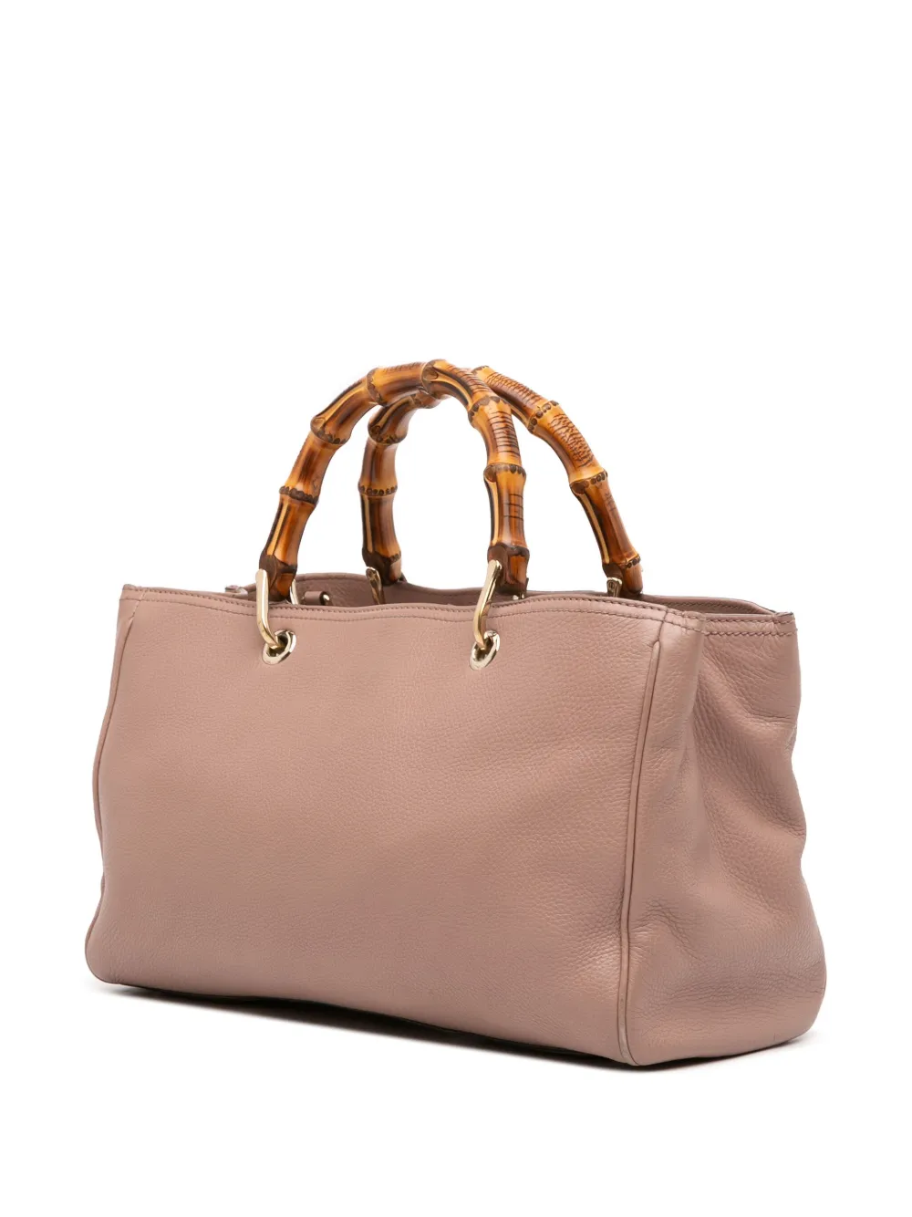 Pre-owned Gucci 2016-2025 Medium Calfskin Bamboo Shopper Satchel In Pink