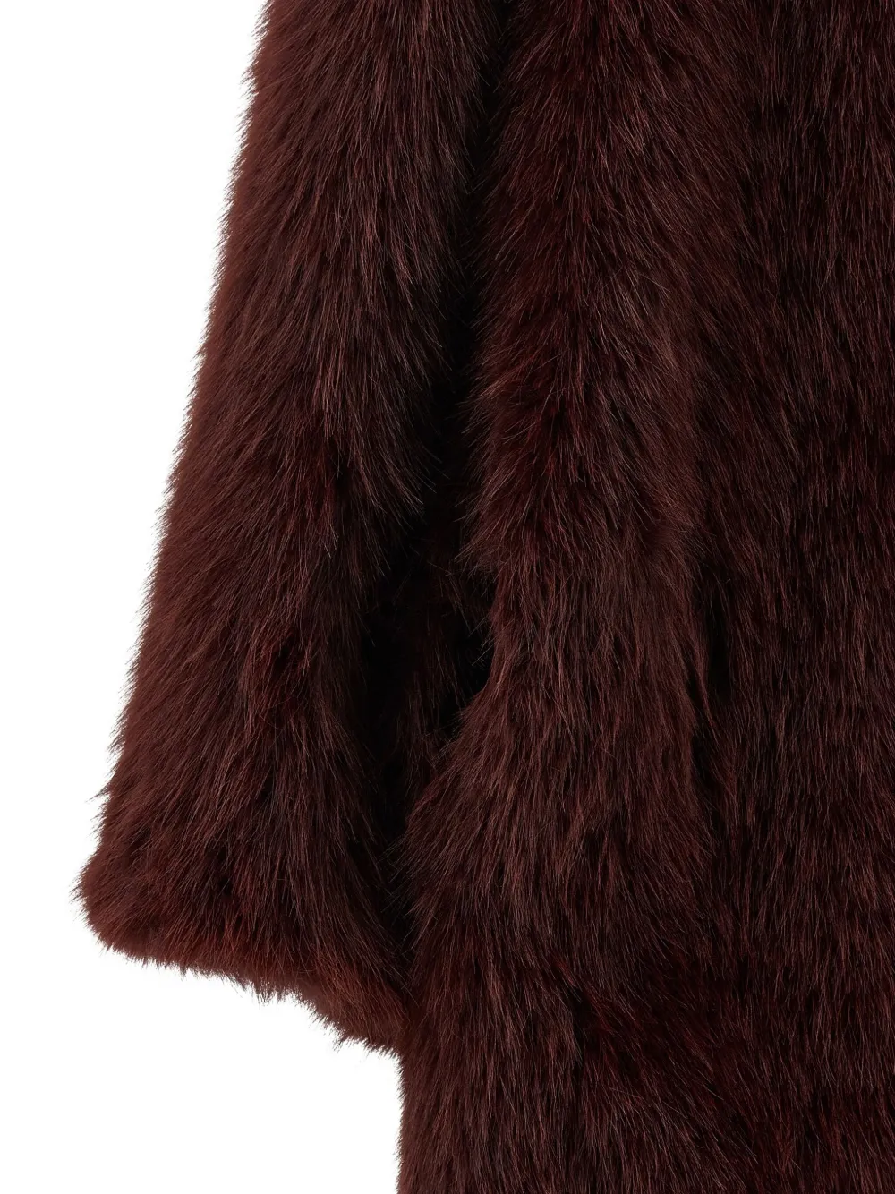 Elisabetta Franchi Long Shawl Collar Faux Fur Jacket In White