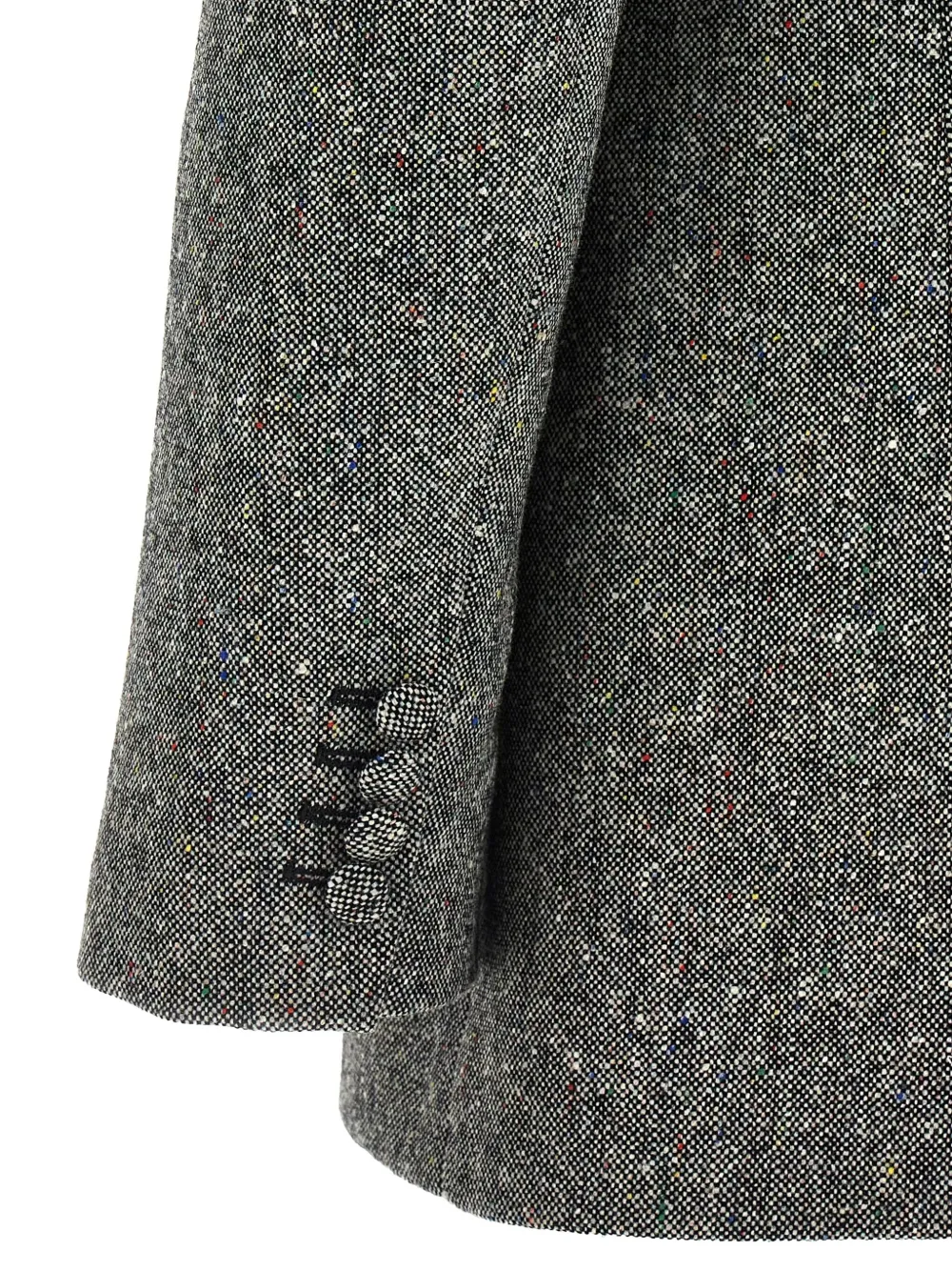 Valentino Double-breasted Natte Buttoned Blazer In Gray