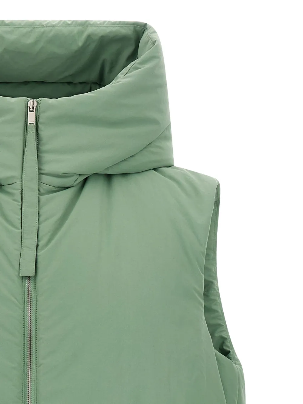 Jil Sander High Collar Sleeveless Quilted Jacket In Green
