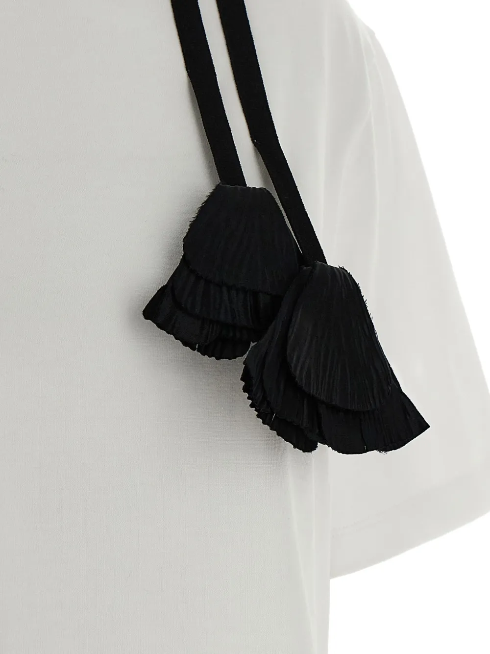Ferragamo T-shirt With Floral Detail And Tassels In White