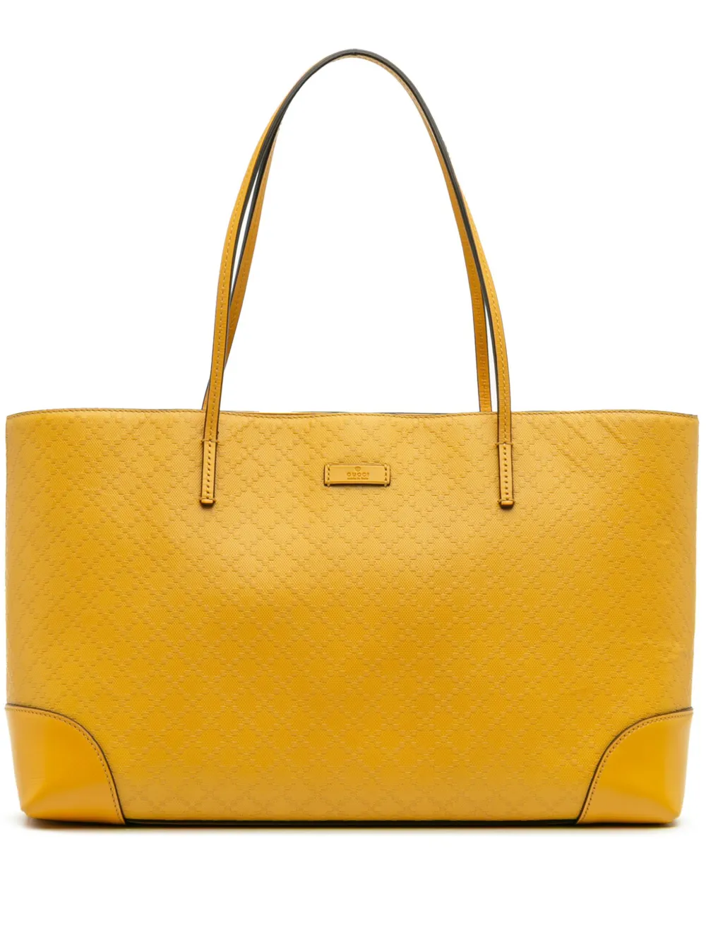 Pre-owned Gucci 2016-2025 Diamante Leather Hilary Lux Tote Bag In Yellow