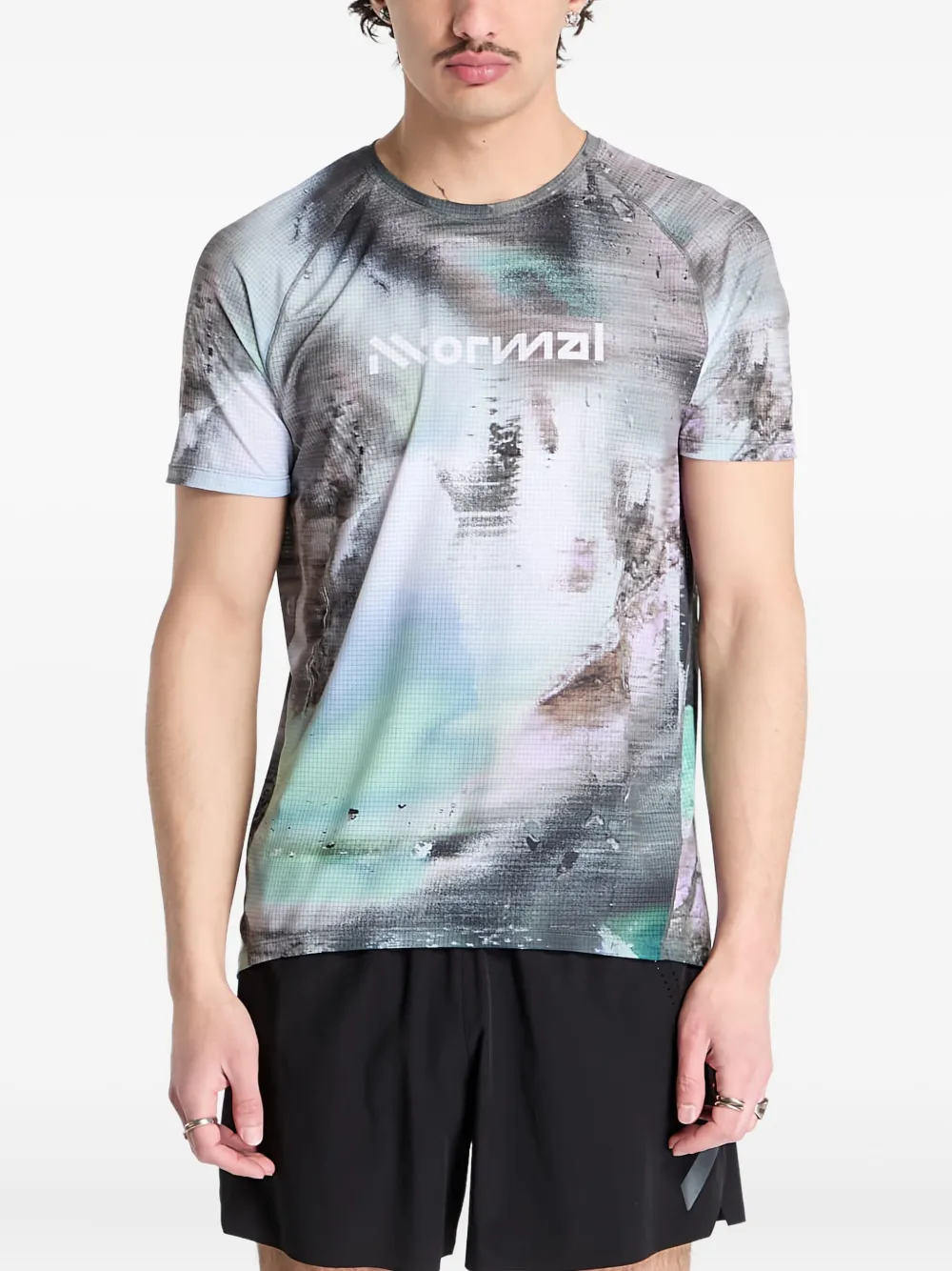 NNORMAL abstract-print raglan-sleeve T-shirt | Grey | Image 1