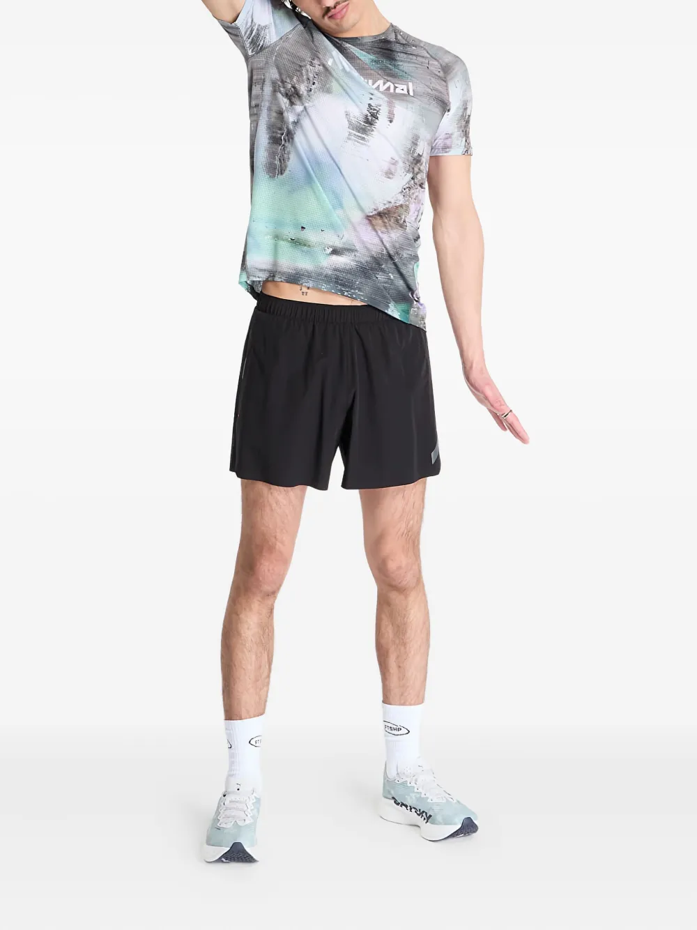 NNORMAL T-shirt met abstracte print en raglan mouwen - Grijs