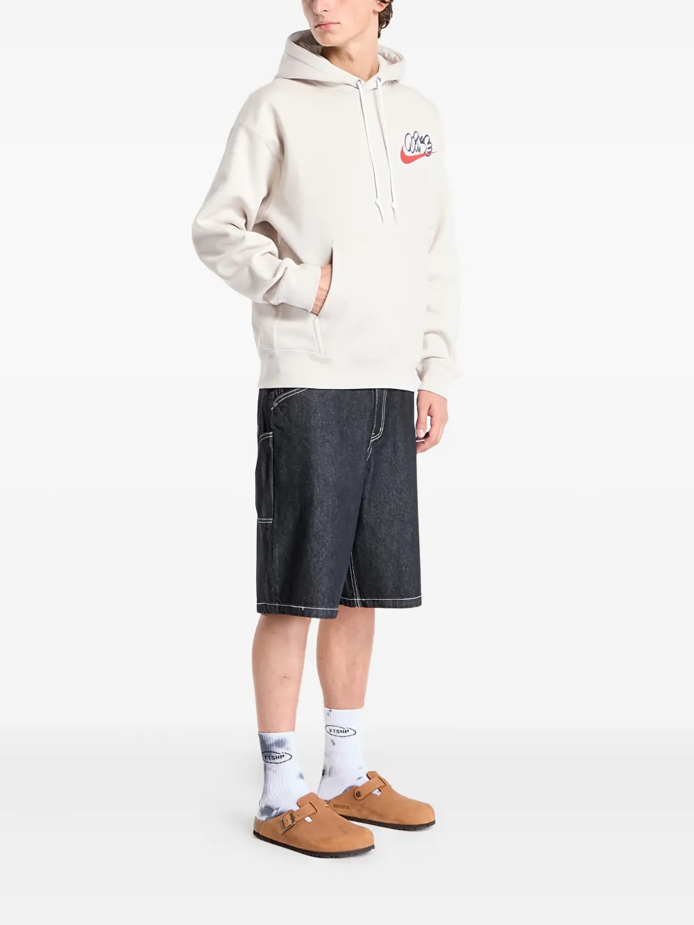Nike Swoosh-graphic Long-sleeve Hoodie In Brown