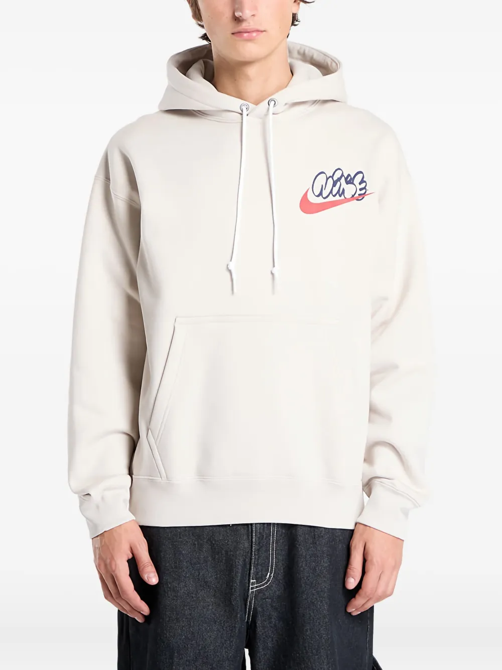 Nike Swoosh-graphic Long-sleeve Hoodie In Brown
