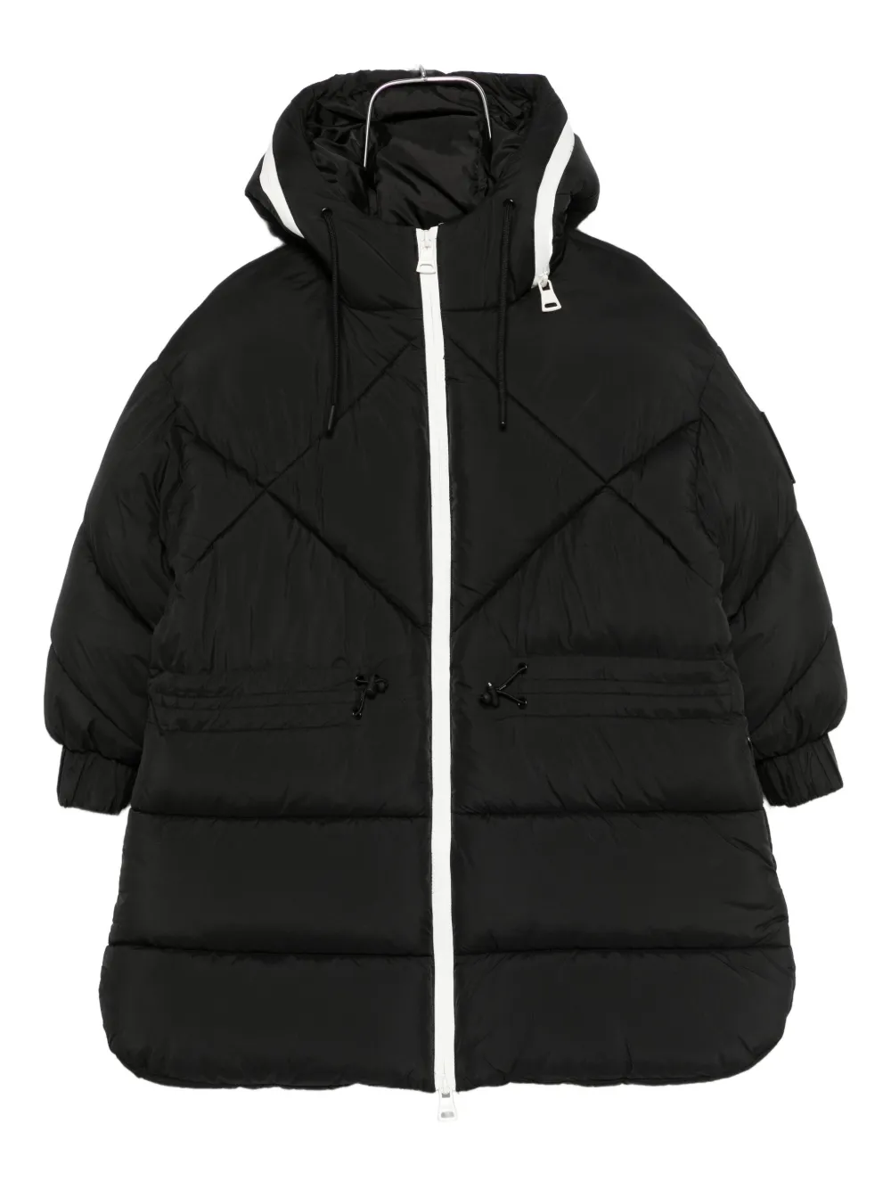 Msgm Black Down Jacket For Kids With Logo In Black