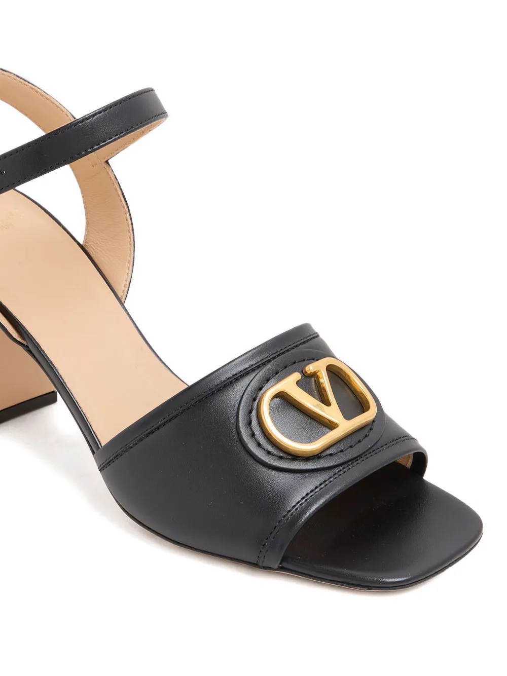 Valentino Vlogo 75 Embellished Leather Sandals In Black