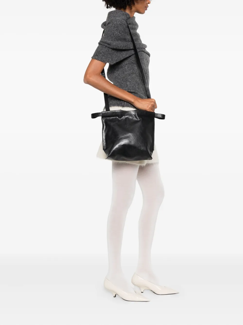 Bea mombaers calf-leather shoulder bag - Zwart