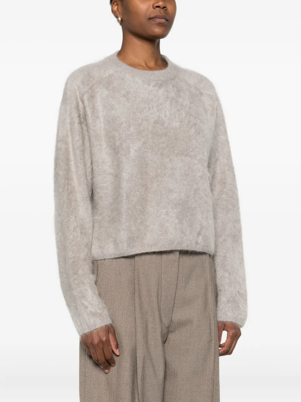 Soft Goat Cashmere Crewneck Jumper In Purple