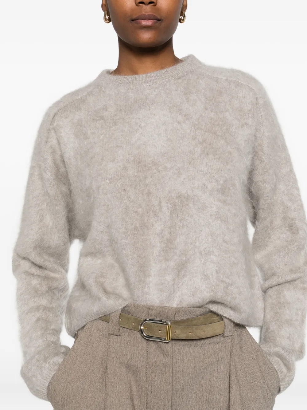 Soft Goat Cashmere Crewneck Jumper In Purple